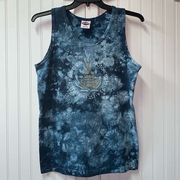 Y2K Harley Davidson Tie Dye Tank Top Shirt M Spokane Washington Vintage - Picture 6 of 6